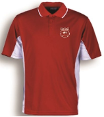 Everyday Short Sleeve Polo with White School Emblem (Red/White)